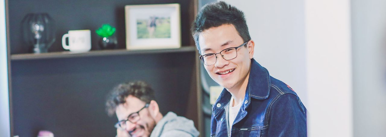 Students in residence room smiling and collaboratingRecruitment Campaign 2021